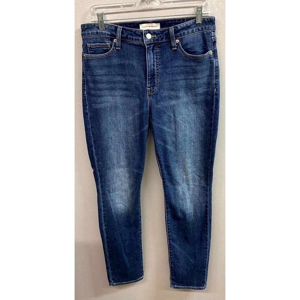 Lucky Brand Hayden Skinny Jeans Women 10x30R Blue Whisker Denim Cotton Dark Wash